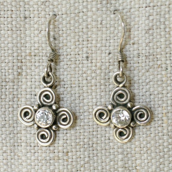 925 Sterling and Clear Crystal Earrings - Picture 1 of 4